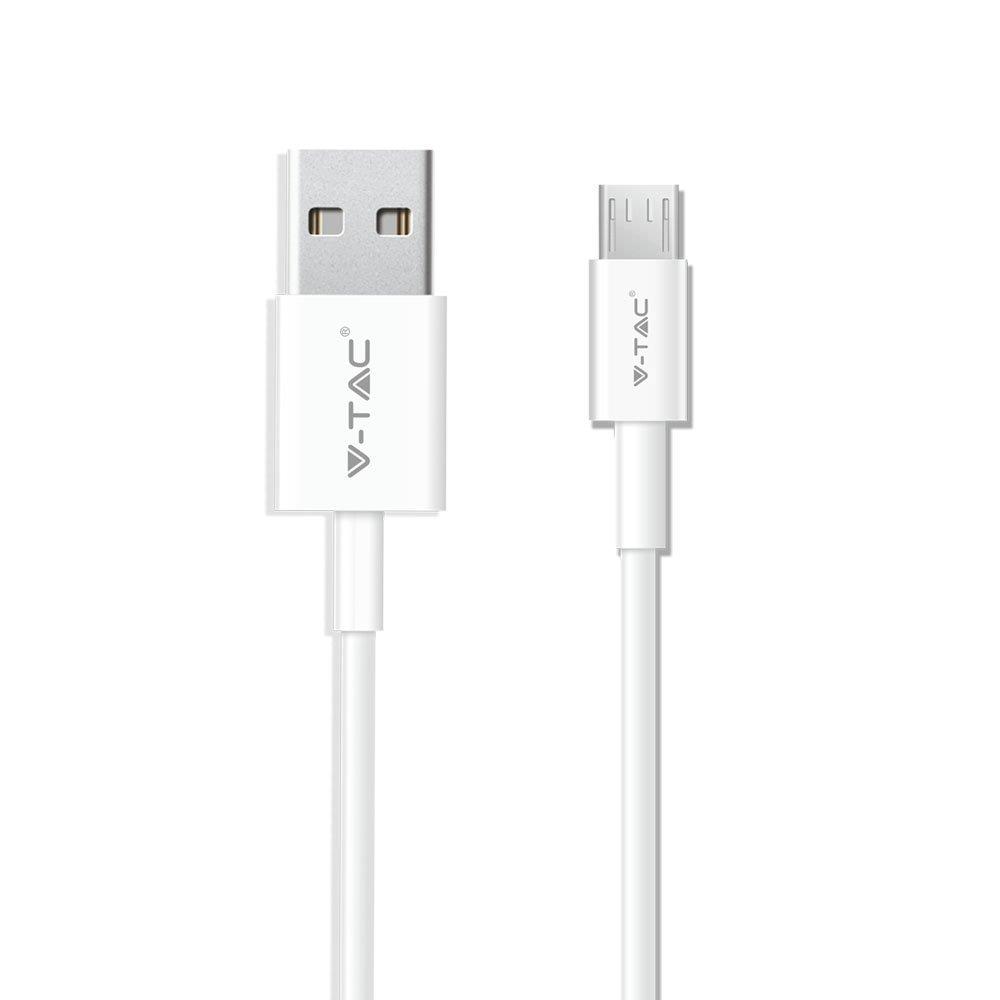 Przewód Micro USB V-TAC 1M Biały Seria Srebrna VT-5321