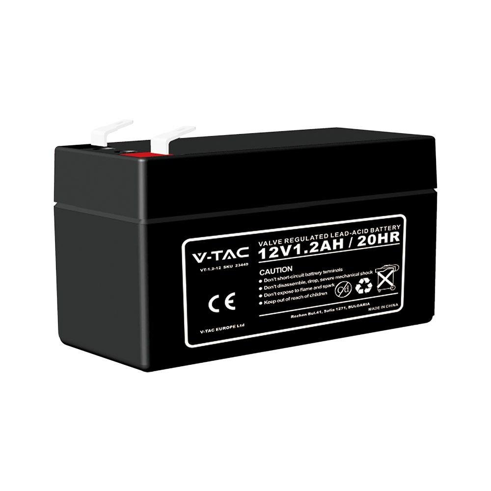 Akumulator żelowy bezobsługowy 12V 1.3Ah V-TAC VT-1.2-12 T1 97×43×57 mm – 5 lat gwarancji