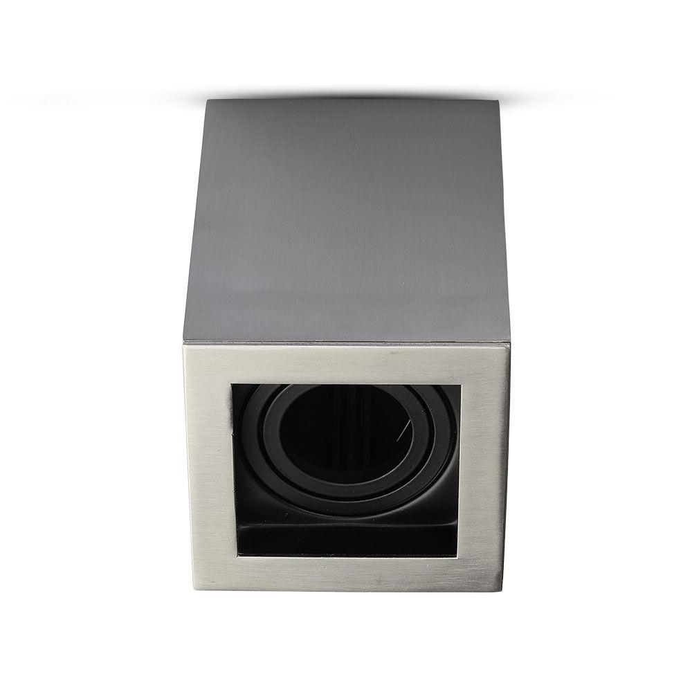 Oprawa V-TAC Aluminiowa GU10 Kostka Kwadrat Natynkowa Satyna+Czarny 142x100x100 VT-797-SN