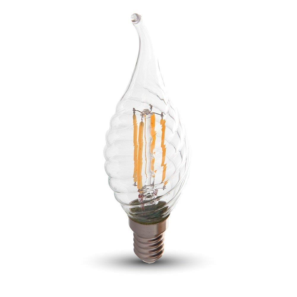 Żarówka LED V-TAC 4W Filament E14 Twist Świeczka Płomyk VT-1995 4000K 400lm