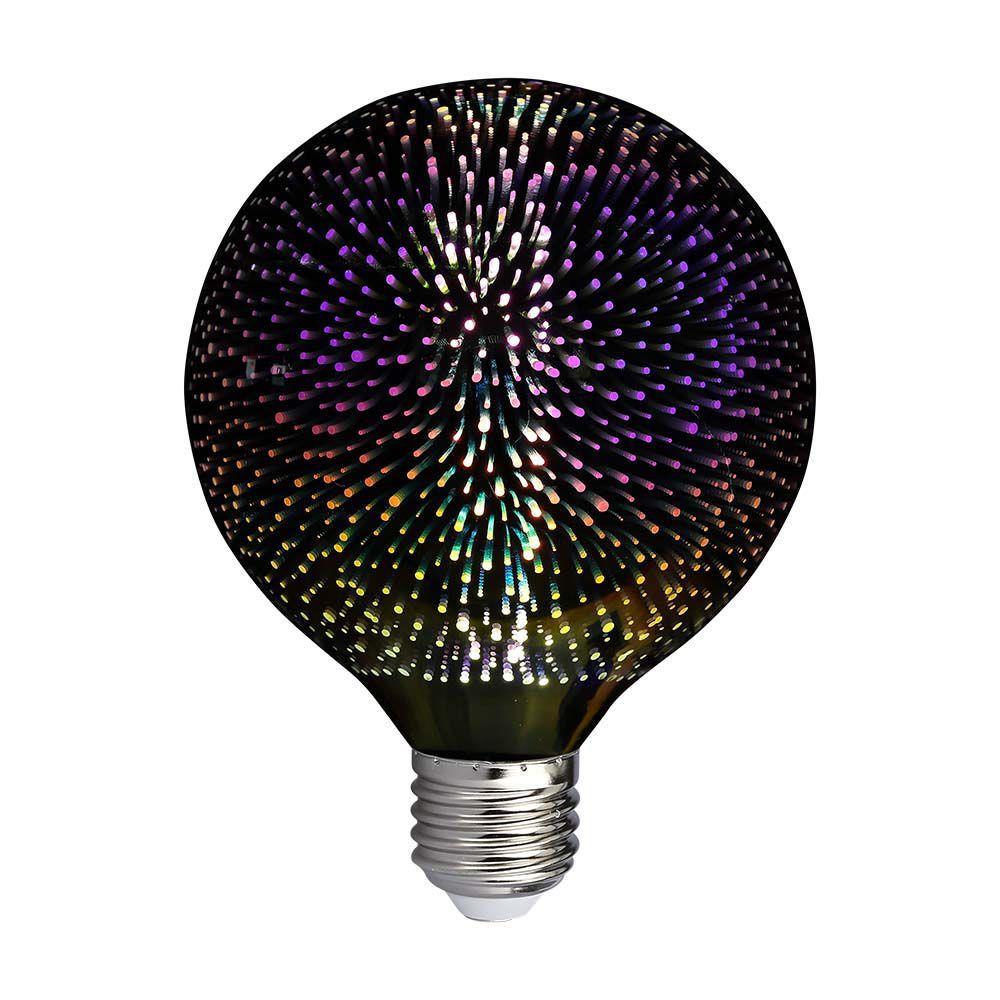 Żarówka LED V-TAC 3W E27 Filament Gwiazdy 3D Kula Glob G125 VT-2233 3000K 40lm