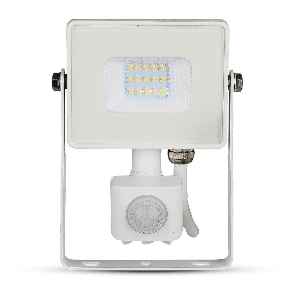 Projektor LED V-TAC 10W SAMSUNG CHIP z Czujnikiem Ruchu CUT-OFF Biały VT-10-S-W 3000K 800 lm IP65 – PROMOCJA