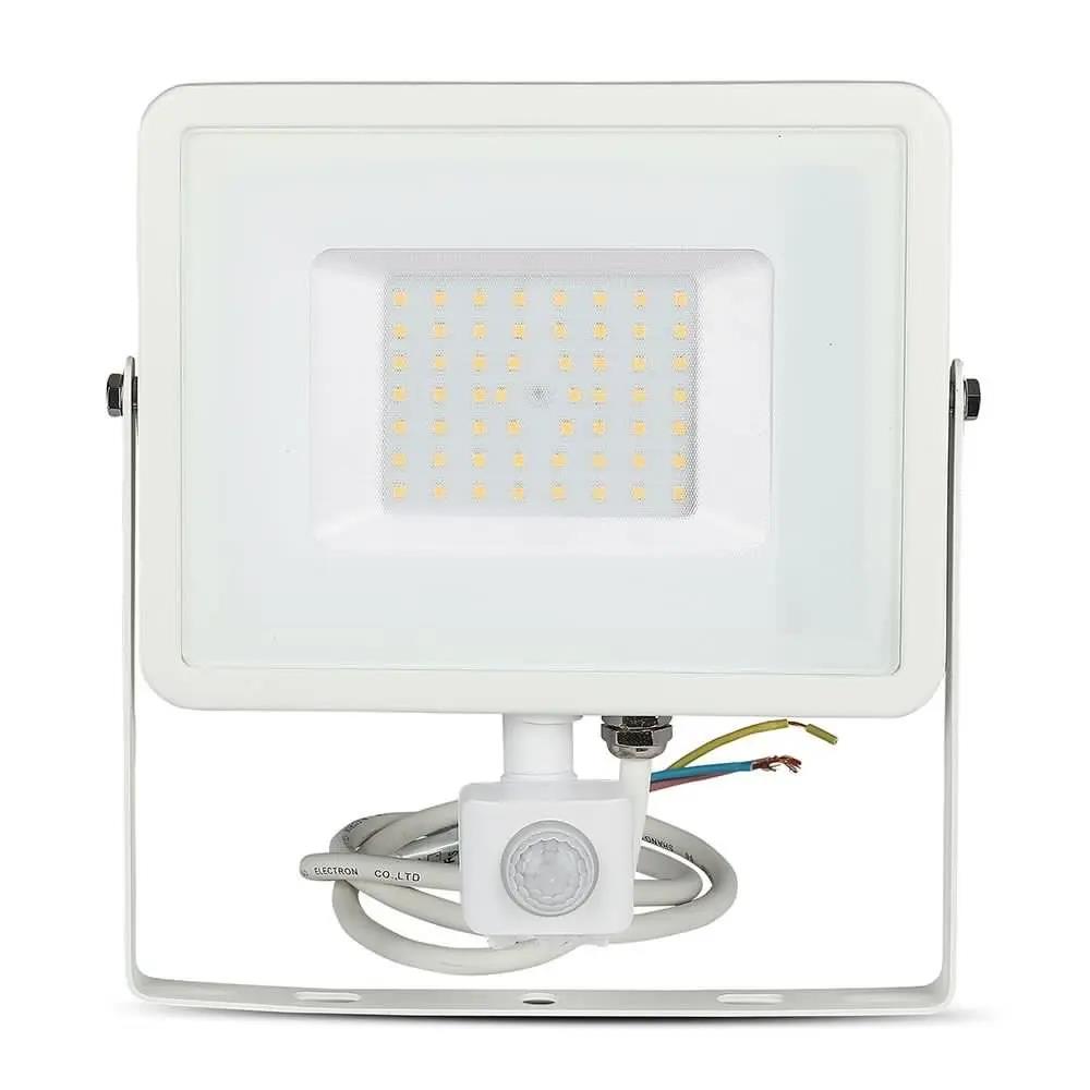 Projektor LED V-TAC 50W SAMSUNG CHIP Czujnik Ruchu Funkcja Cut-OFF Biały VT-50-S-W 6400K 4000lm 5 Lat Gwarancji