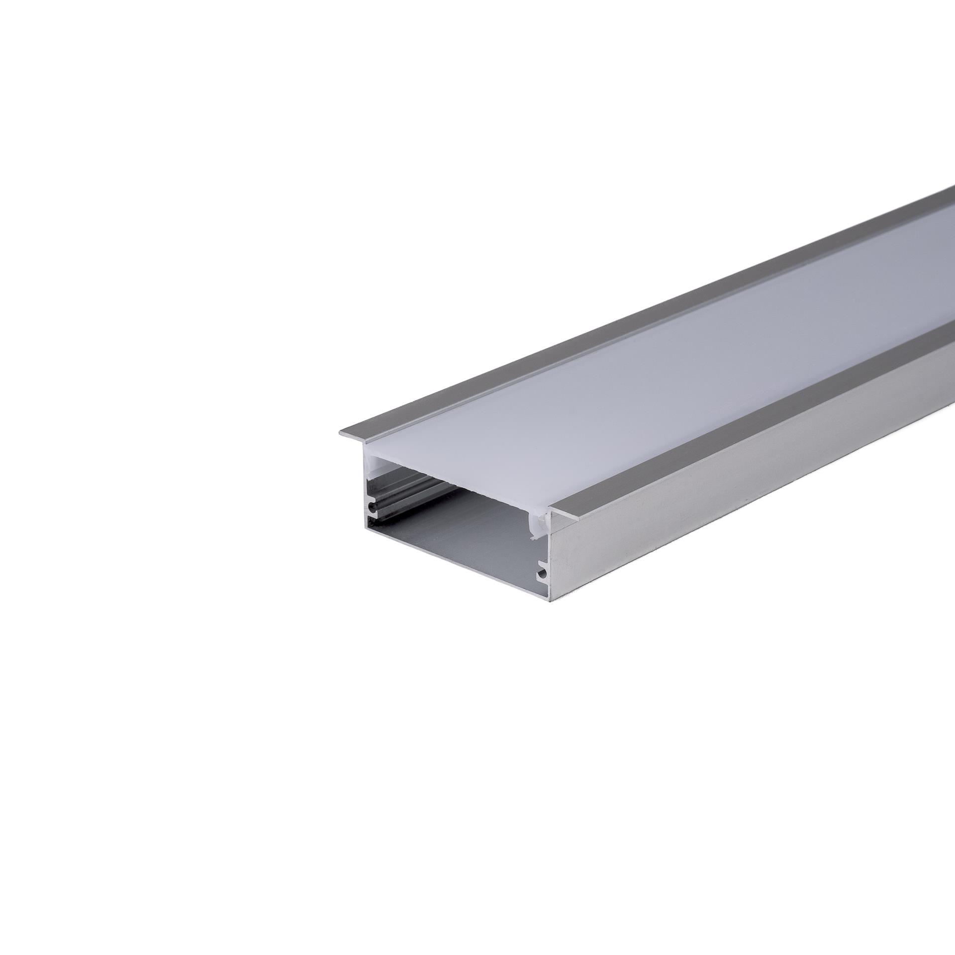 Profil Aluminiowy V-TAC 2mb Anodowany, Klosz Mleczny, Wpuszczany 20x50mm VT-8207