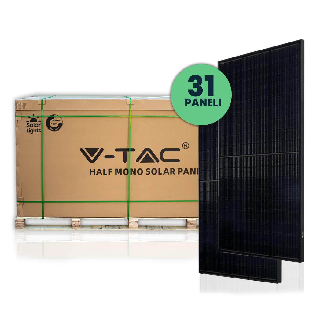 Moduł Panel Fotowoltaiczny V-TAC SUNPRO 410W FULL BLACK HI-EFF TWIN MONO SOLAR PANEL 1724x1134x35mm (Paleta 31szt) 25 Lat Gwarancji