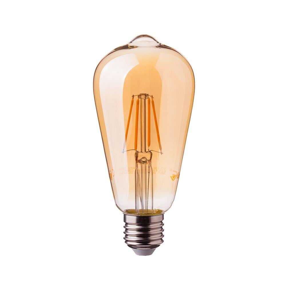 Żarówka LED 4W E27 Filament Bursztyn Vintage ST64 Ściemnialna 300lm V-TAC VT-1964D 2200K 350lm