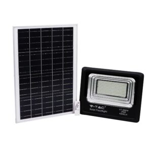 Projektor LED solarny V-TAC 50W czarny IP65 pilot timer VT-300W 4000K 4200lm