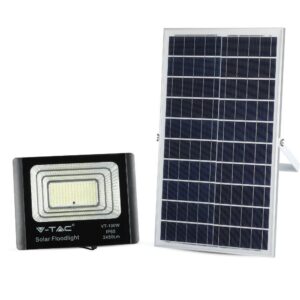 Projektor LED solarny V-TAC 35W czarny IP65 pilot timer VT-100W 6000K 2450lm
