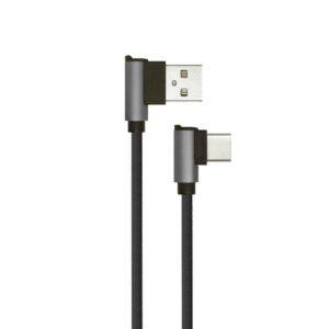 Przewód USB V-TAC typ C 1M wtyk kątowy czarny seria diamond VT-5362