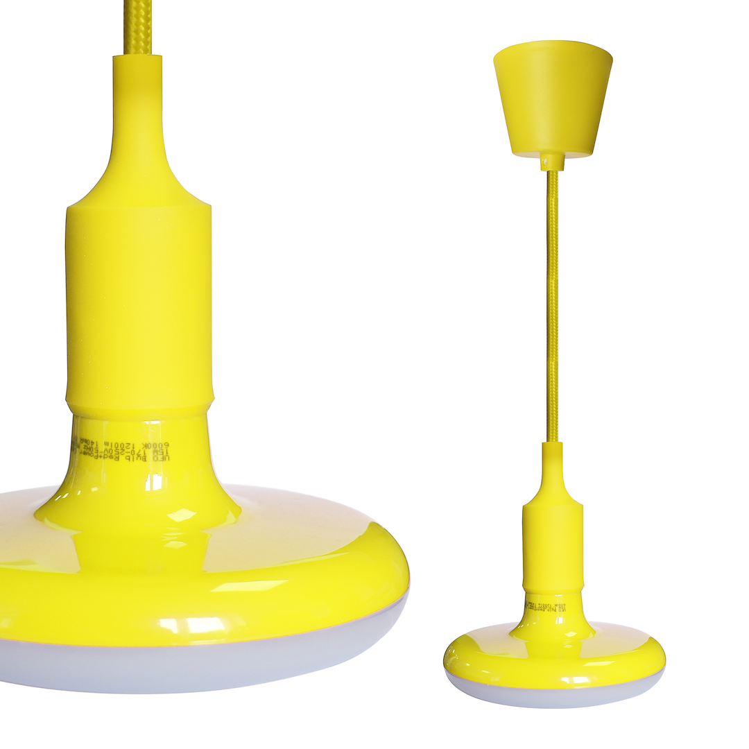 Żarówka UFO LED 15W Żółta EKWA1559 + Kabel w Oplocie – Neutralna Barwa, Gwint E27 – PROMOCJA