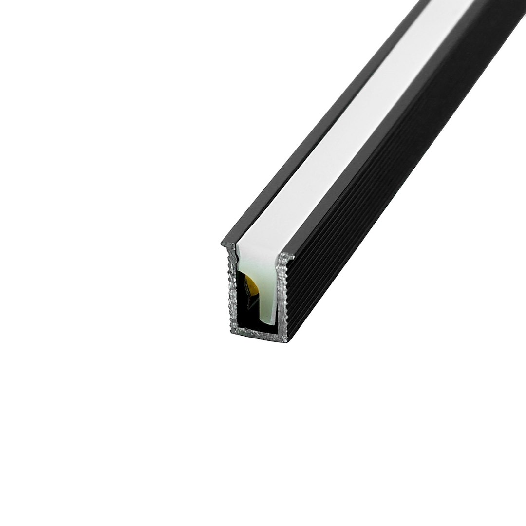Profil aluminiowy TINY 3m Wpuszczany czarny z silikonową osłoną