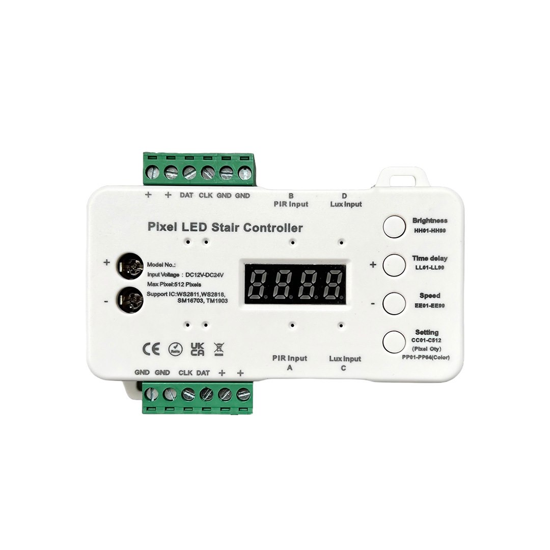 Sterownik schodowo-korytarzowy Cyfrowy LED mono/RGB 12-24V Czujnik zmierzchu i 2xPIR