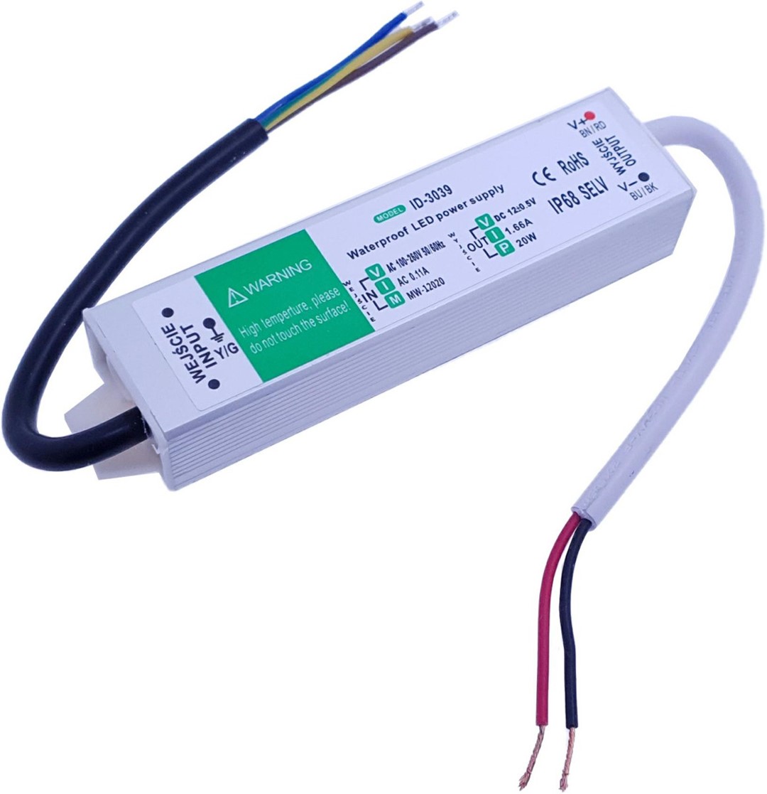 Komp. zasilania wodoodp. IP67 1,67A 20W 12V DC