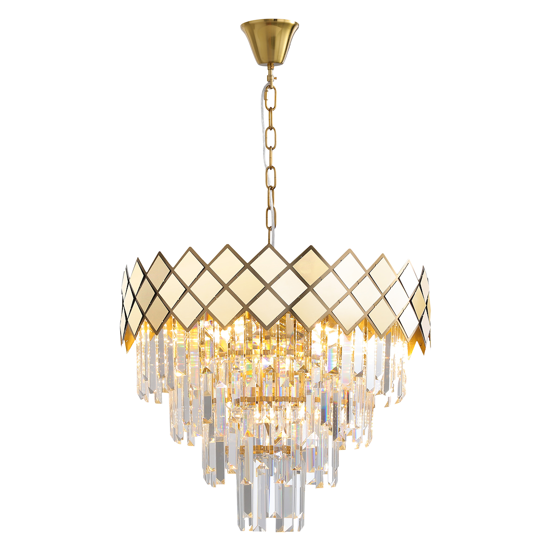 Żyrandol CARISMA GOLD 9xE14 z kryształkami glamour Milagro