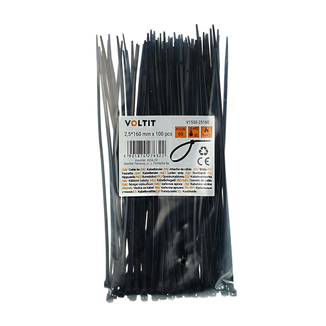 Opaska kablowa 2,5*160 nylon 66 czarna