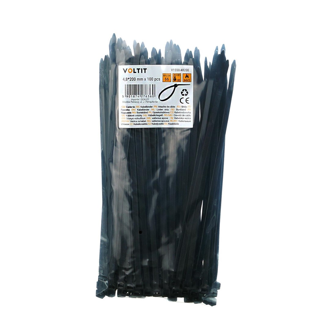 Opaska kablowa 4,8*200 nylon 66 czarna