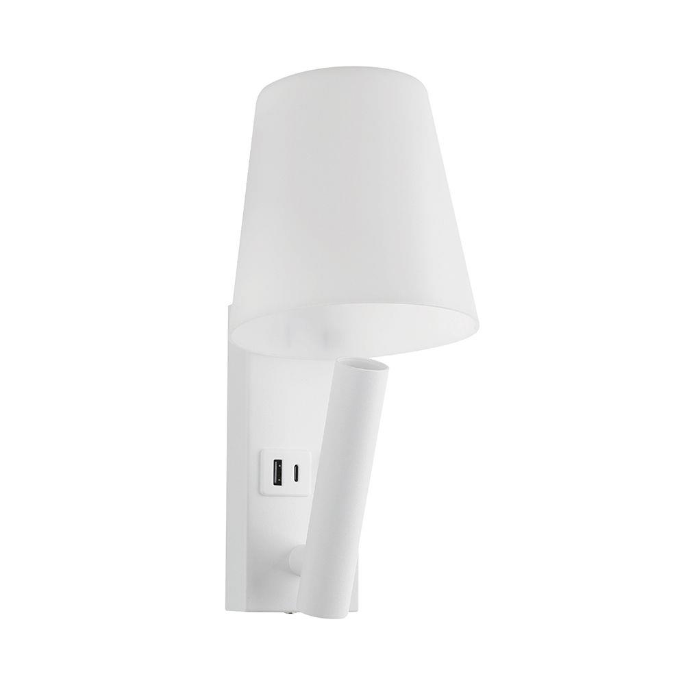 Oprawa LED V-TAC 2W COB CREE kinkiet biały hotel łóżko USB+USB C klosz VT-80062-W 3000K 60lm
